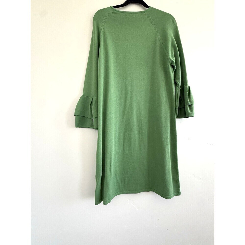 Roolee Womens M Green solid midi Dress butterfly sleeve viscose - Picture 5 of 11
